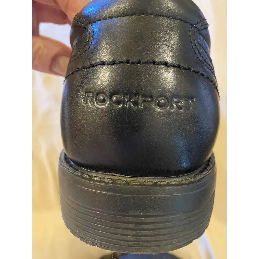 Rockport truTECH Mens Black Leather Square Toe Lace Up Oxford Dress Shoes